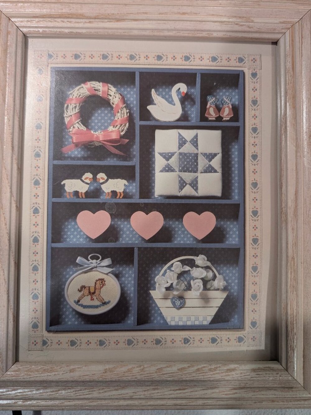Vintage 1990s Country Farmhouse Wall Art Cottagecore Framed Decor